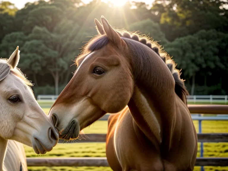 Caballo relajado bajando la cabeza junto a su jinete adulta principiante